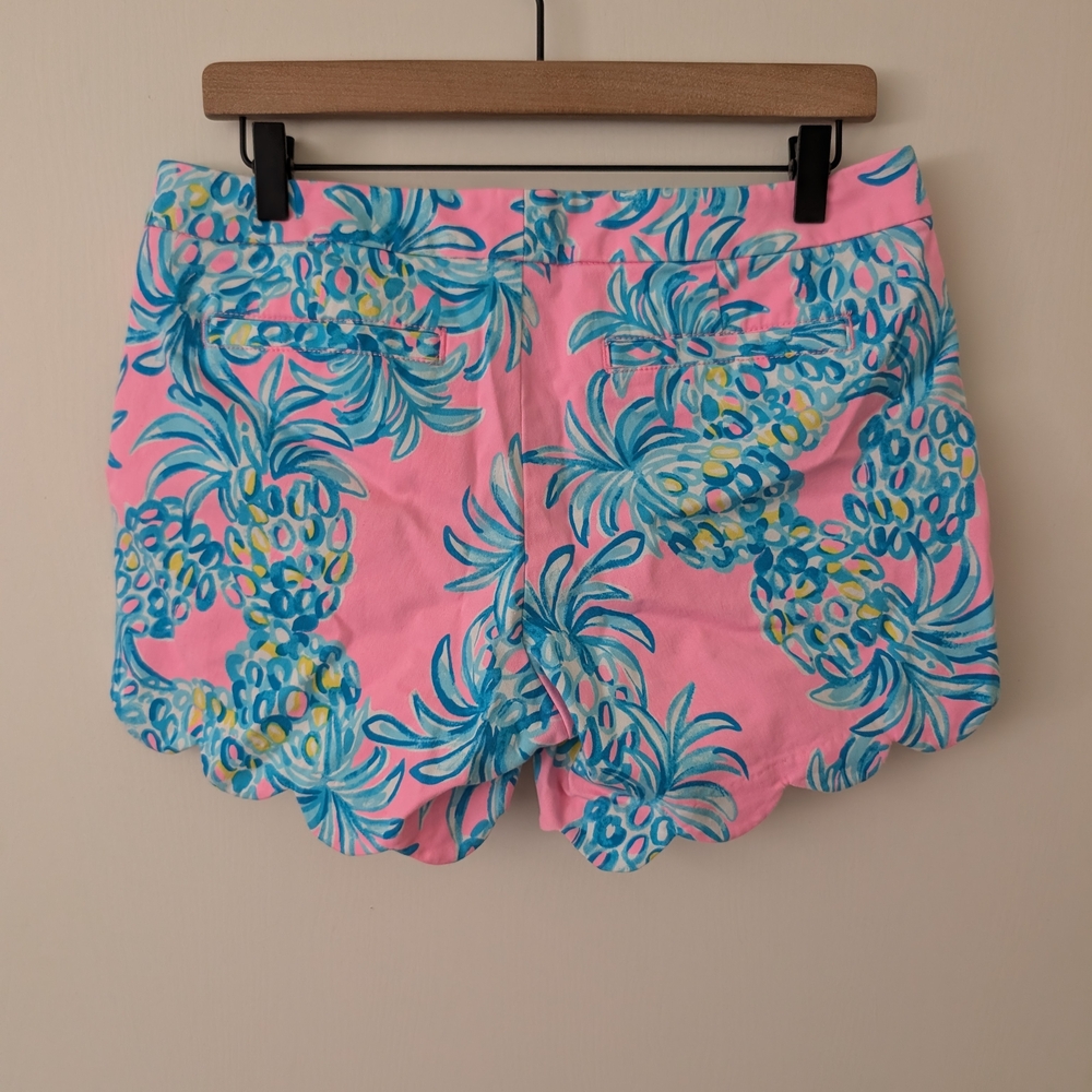 Lilly Pulitzer Womens 6 Buttercup Shorts Pink Blue Scalloped Preppy Vacation - Picture 4 of 6